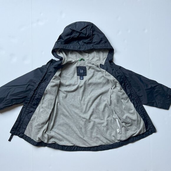 BABY GAP Rain Jacket Full Zip Hoodie Windbreaker Size 5 yrs NAVY Fully Lined EUC - Picture 7 of 10